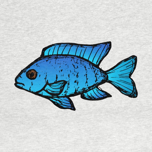 Blue peacock cichlid - freshwater aquarium fish by DigitalShards